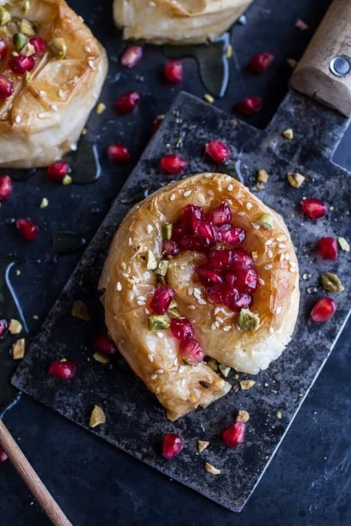 Pomegranate and Pistachio Phyllo Rolls