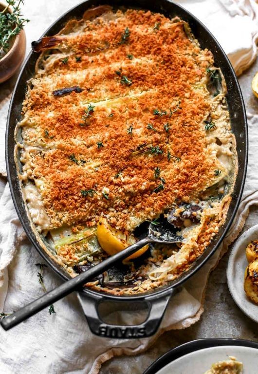 Porcini Mushroom and Leek Gratin