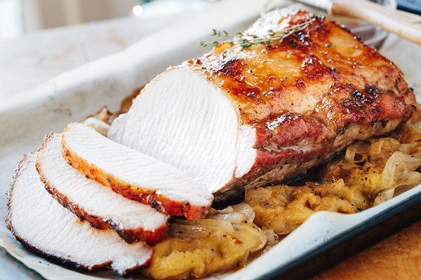 Pork Roast with Mirepoix and Apple Cider Glaze