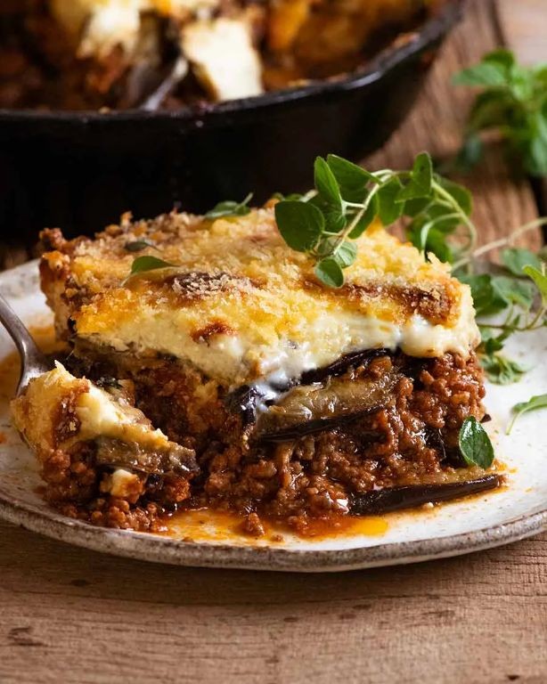 Pork-Beef Moussaka with Eggplant Layers
