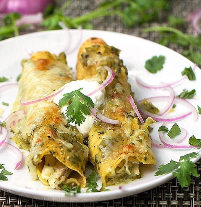 Pulled Rotisserie Chicken Enchiladas Verde