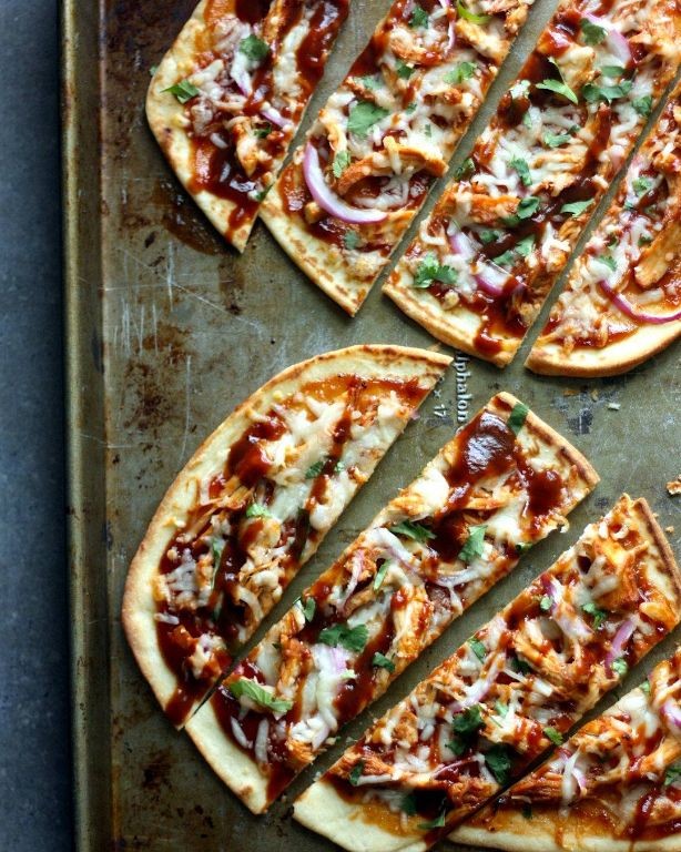 Pulled Rotisserie Chicken Flatbread Pizza