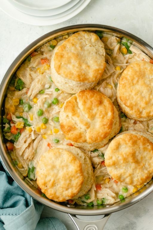 Pulled Rotisserie Chicken and Biscuit Pot Pie