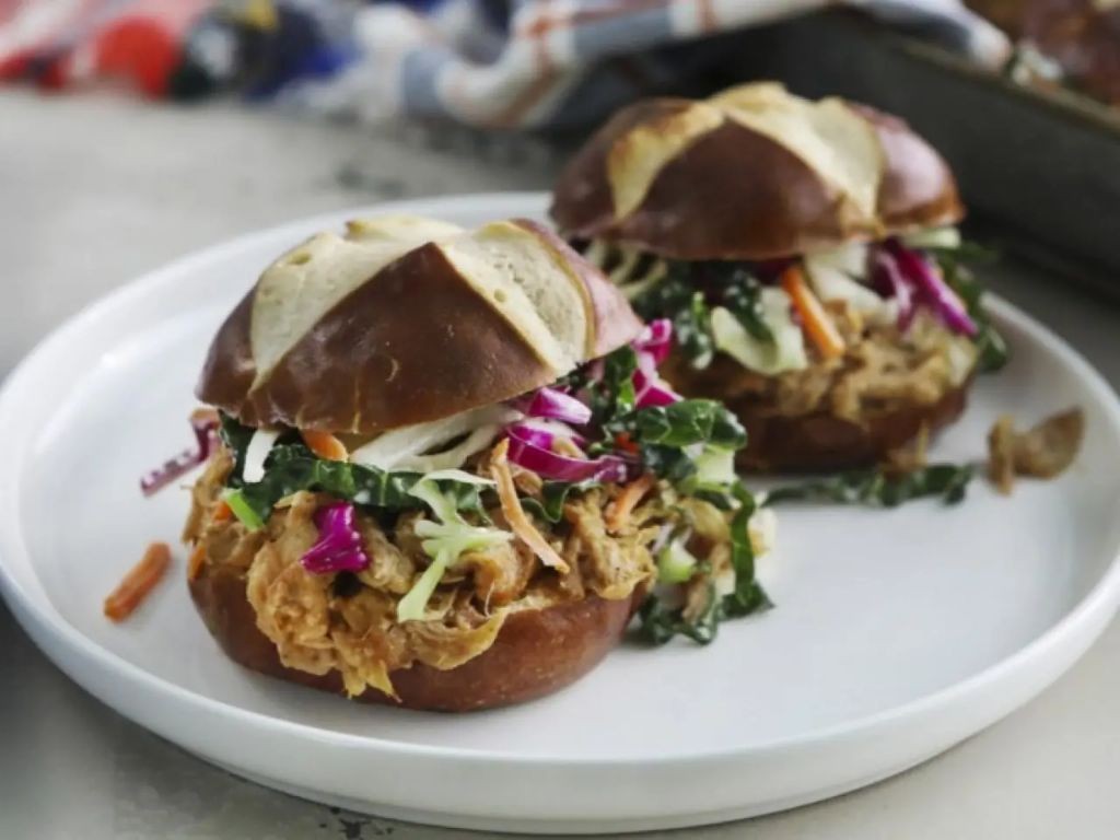Pulled pork sliders with apple cider slaw