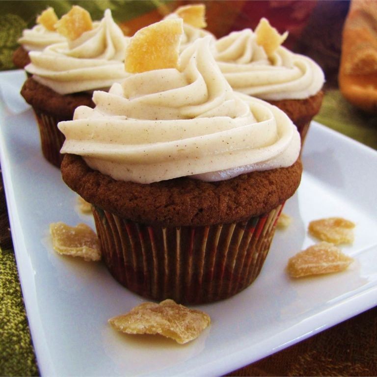 Pumpkin Cupcakes with Candied Ginger