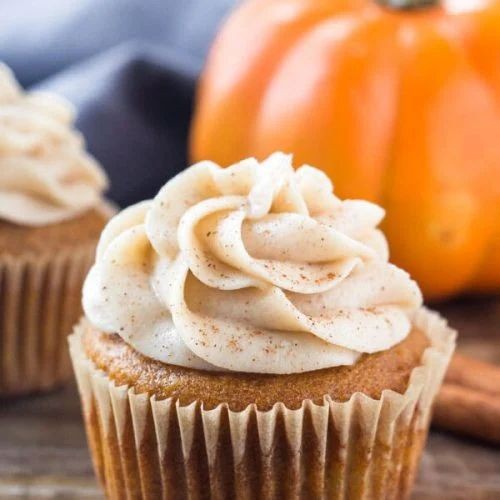 Pumpkin Cupcakes with Cinnamon Whipped Cream