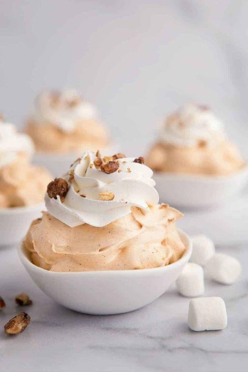 Pumpkin Fluff Salad with Spiced Whipped Cream