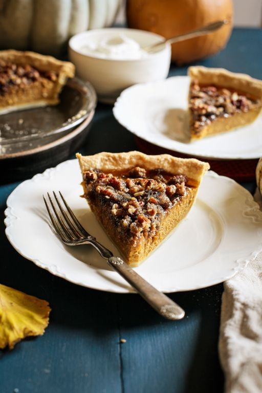 Pumpkin Pecan Pie with Fresh Pumpkin and Caramel Drizzle