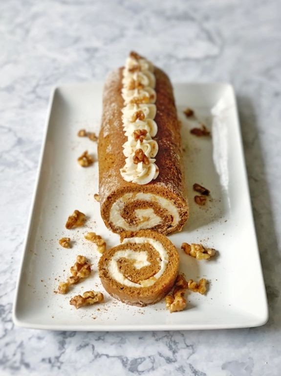 Pumpkin Roll with Bourbon Buttercream