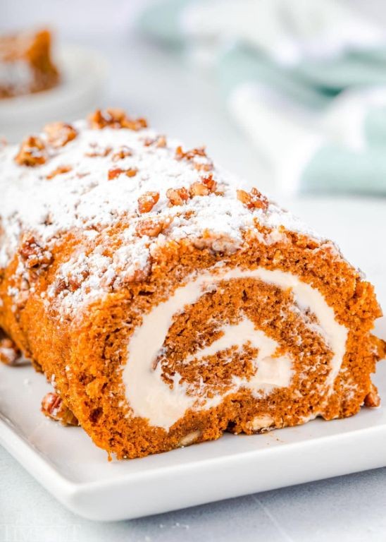 Pumpkin Roll with Candied Walnuts