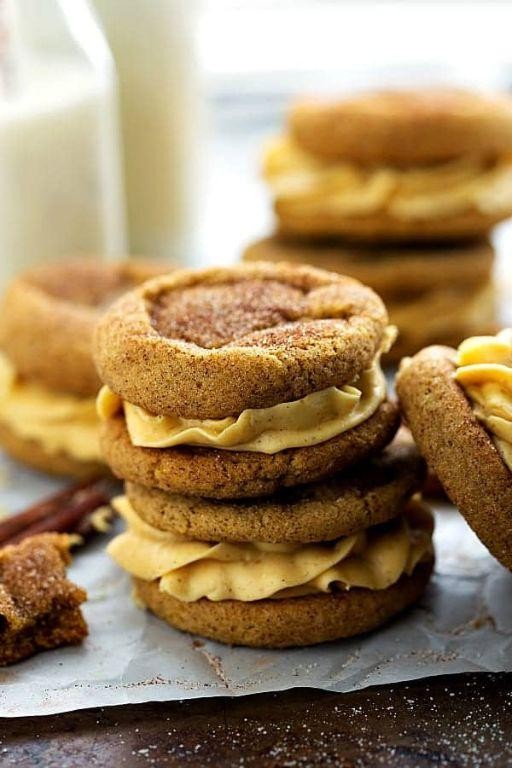 Pumpkin Snickerdoodle Sandwich Cookies