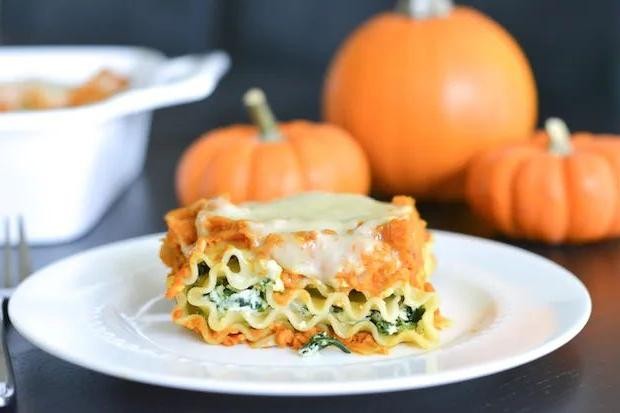 Pumpkin and Spinach Lasagna Rolls