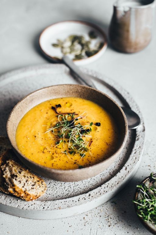 Pumpkin soup with bone broth base
