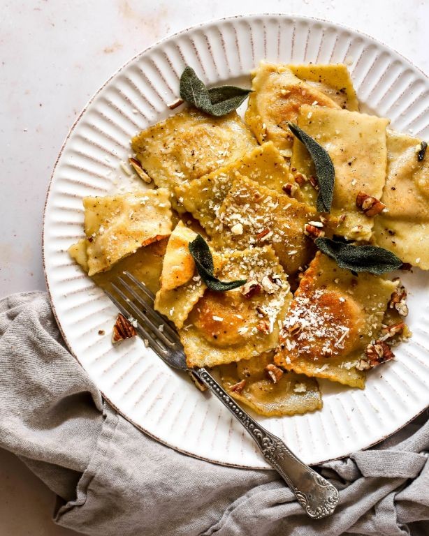 Pumpkin-Shaped Ravioli with Sage Butter Sauce