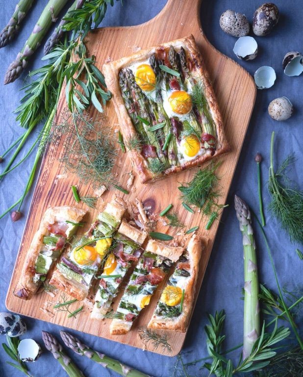 Quail Egg and Asparagus Quiche