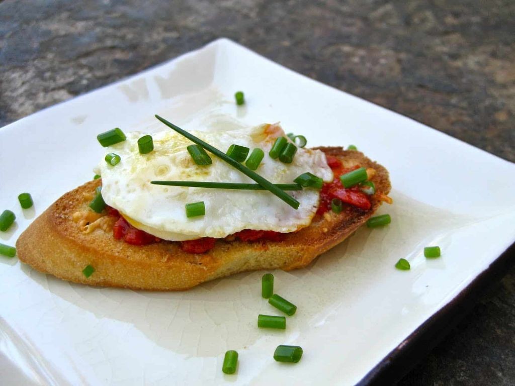 Quail Egg and Tomato Bruschetta