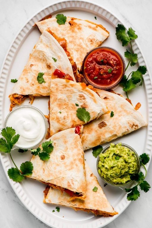 Quesadilla with Salsa and Sour Cream