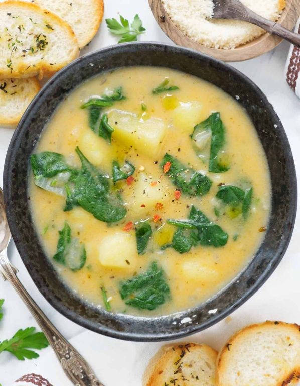 Quick Canned Spinach and Potato Soup