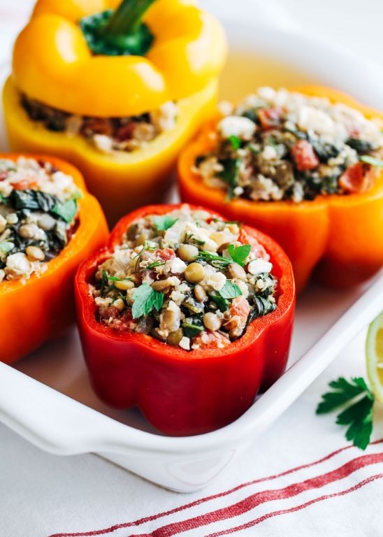 Quinoa Stuffed Bell Peppers with Feta Cheese