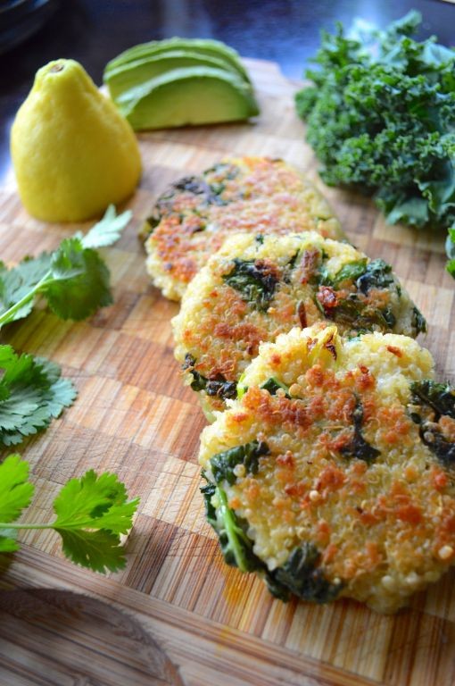 Quinoa and Kale Patties with Avocado Dip