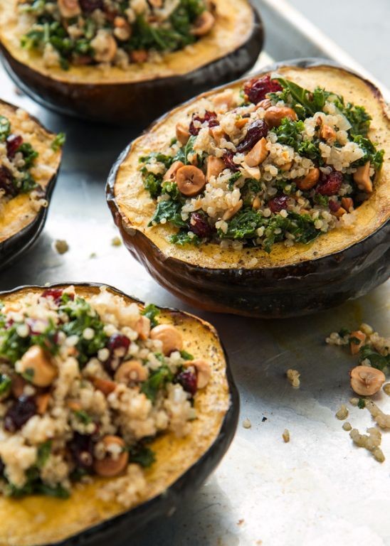 Quinoa and Kale Stuffed Acorn Squash