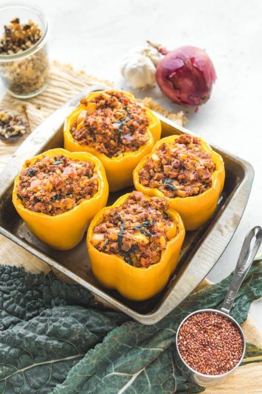 Quinoa and Kale Stuffed Bell Peppers