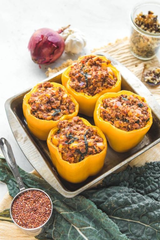 Quinoa and Kale Stuffed Bell Peppers