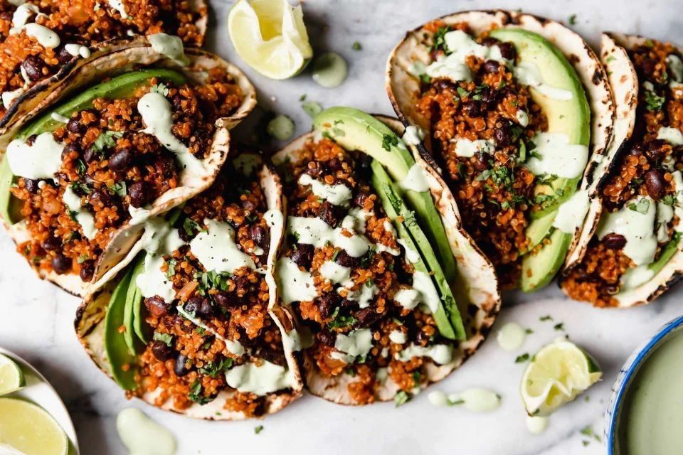 Quinoa and Kale Tacos with Lime Crema