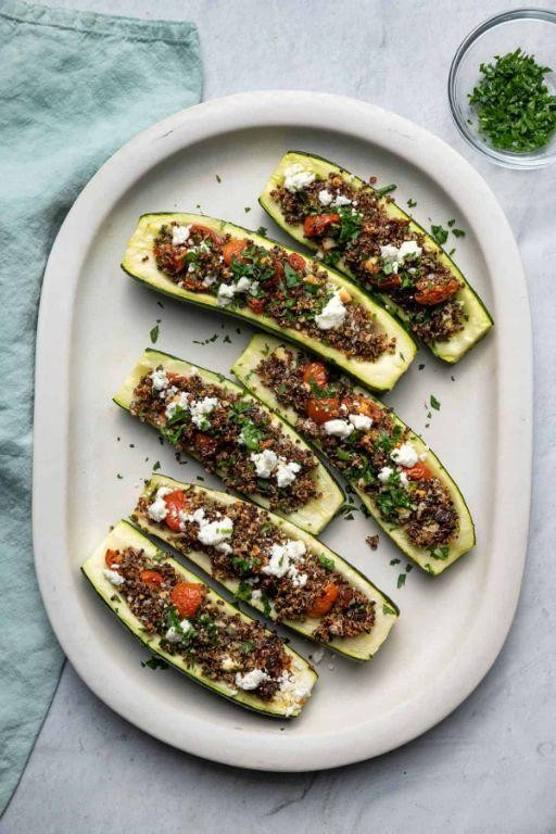 Quinoa and Veggie Stuffed Zucchini Boats