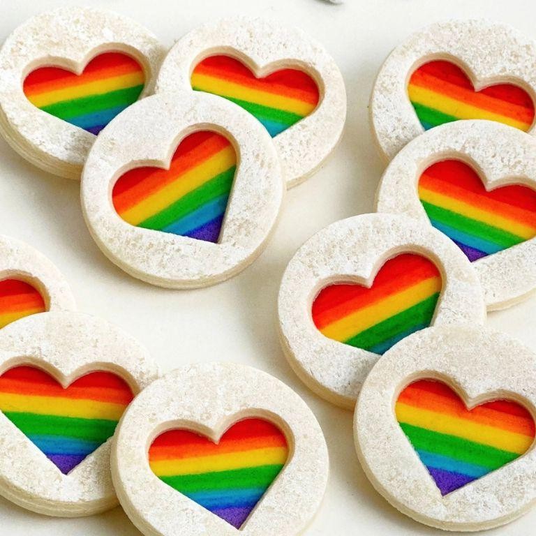 Rainbow Linzer Cookies