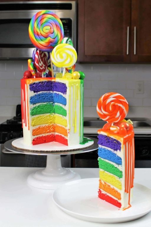 Rainbow Skittle Drip Cake with Vanilla Buttercream