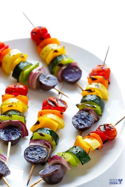 Rainbow Veggie Skewers with Balsamic Glaze