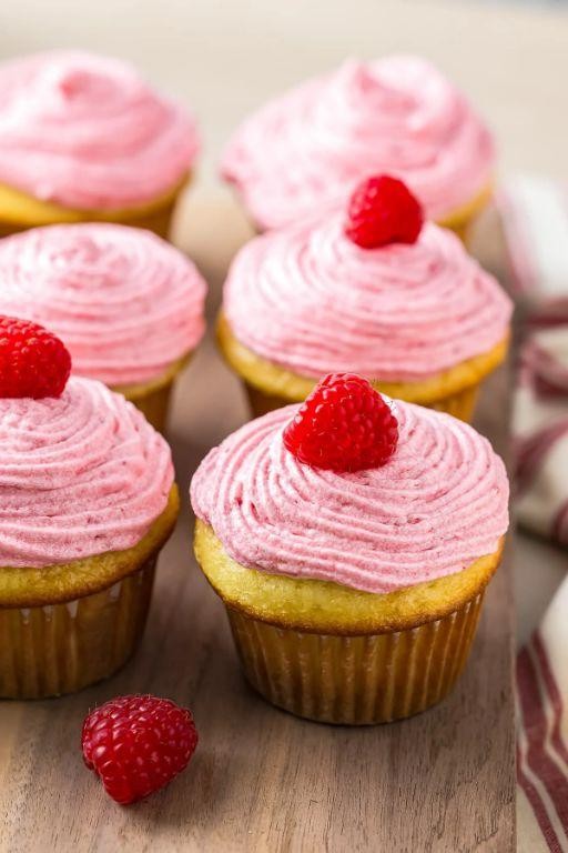 Raspberry Almond Cupcakes with Almond Buttercream