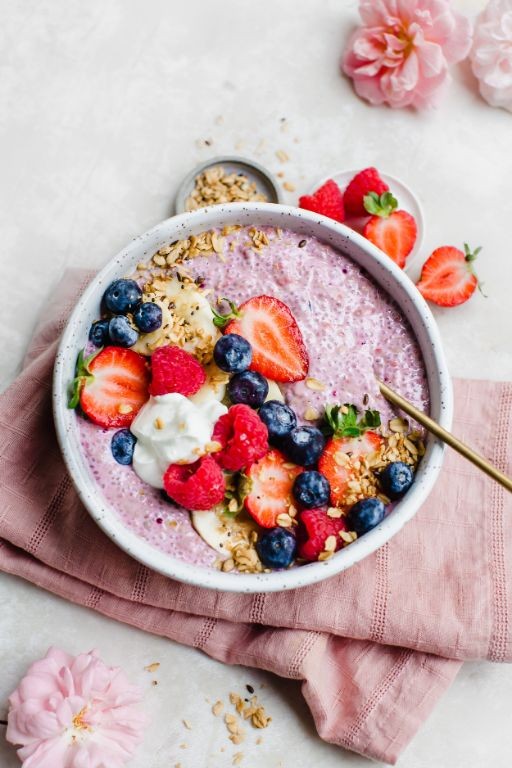 Raspberry Chia Pudding Breakfast Bowl