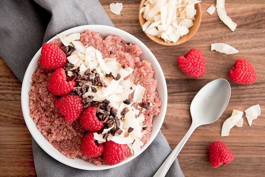 Raspberry Coconut Breakfast Quinoa