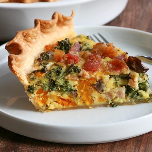 Red Kuri Squash and Bacon Quiche