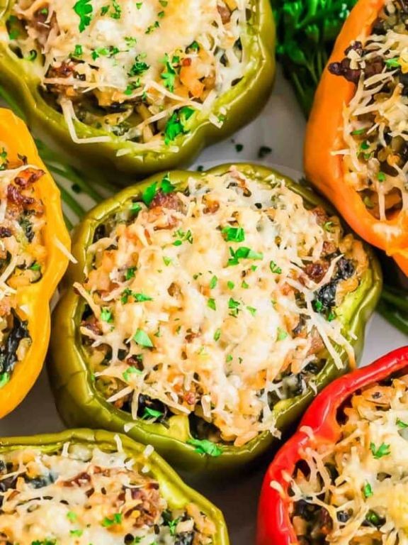 Red Kuri Squash and Chorizo Stuffed Peppers