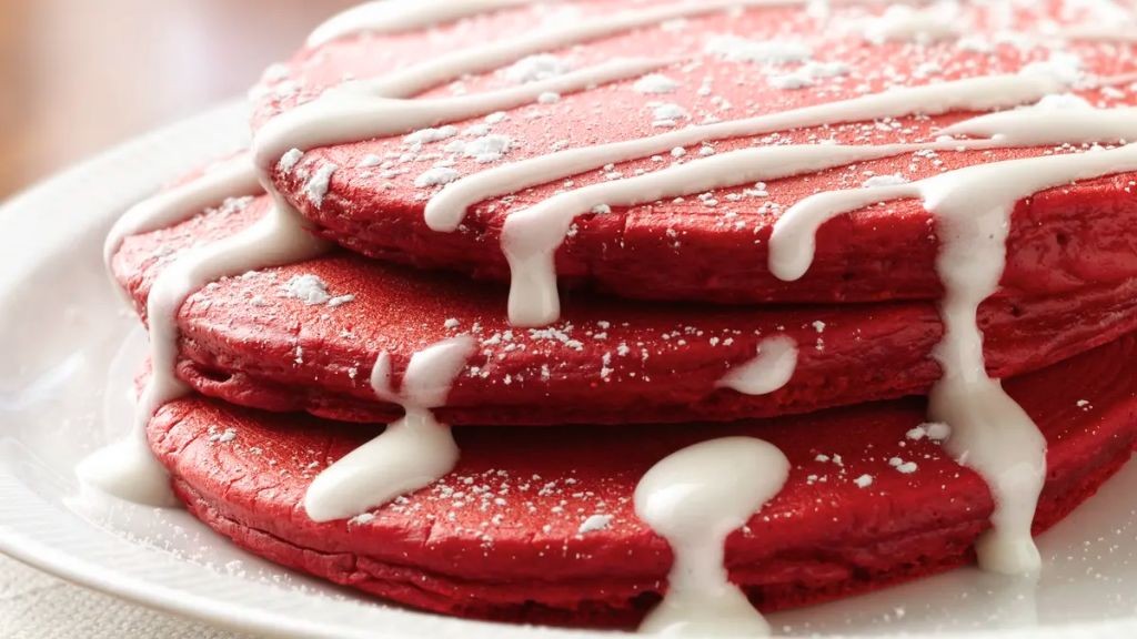 Red Velvet Bisquick Pancakes