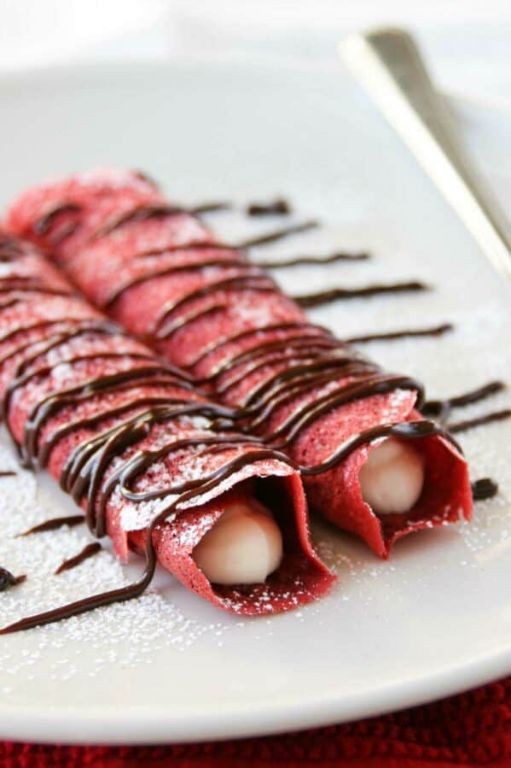 Red Velvet Crepe Cake with Chocolate Drizzle