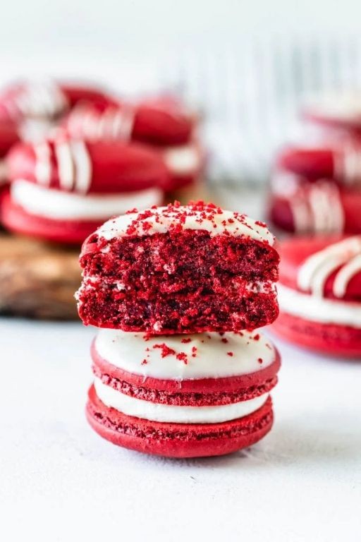 Red Velvet Macarons with Cream Cheese Filling