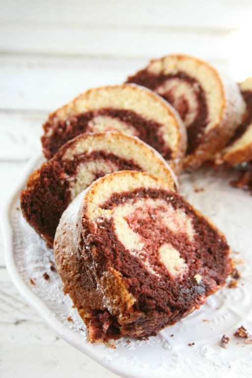 Red Velvet Marble Cake with Raspberry Jam