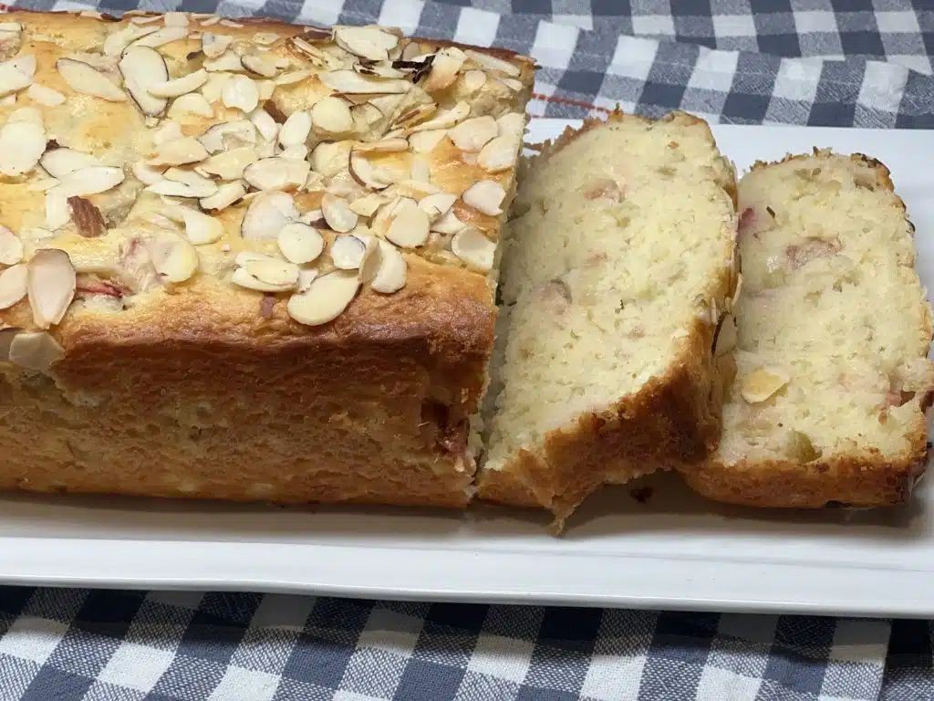 Rhubarb Coconut Bread with Almond Topping