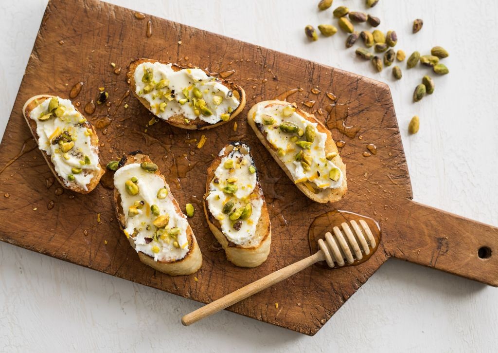 Ricotta and Honey Toast with Pistachios