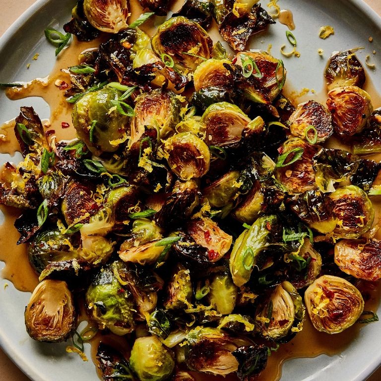 Roasted Brussels Sprouts with Hot Honey Glaze