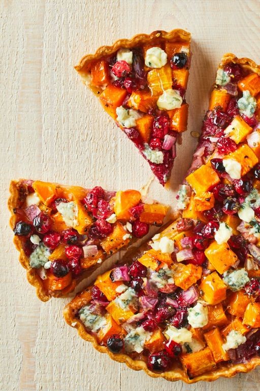 Roasted Butternut Squash and Cranberry Tart