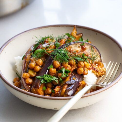 Roasted Eggplant and Chickpea Chili