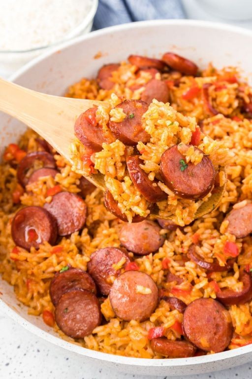 Roasted Red Pepper Rice A Roni with Sausage
