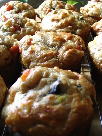 Roasted Red Pepper and Goat Cheese Savory Muffins