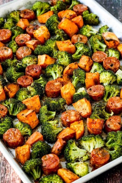 Roasted Sheet Pan Sausage and Sweet Potatoes