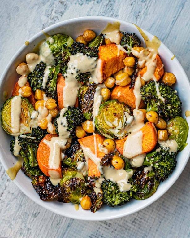 Roasted Vegetable and Chickpea Grain Bowls